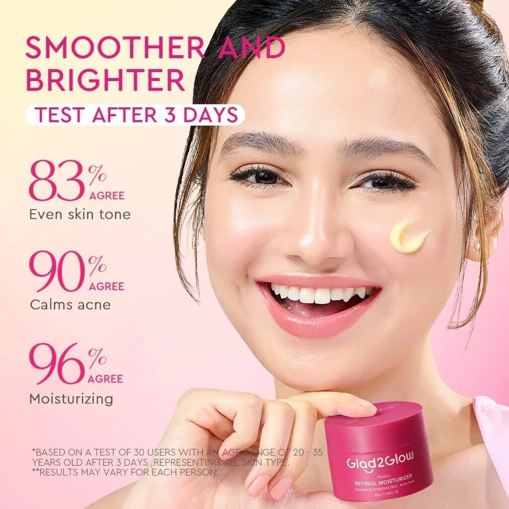 DHL EXPRESS 6X Glad2Glow Peach Retinol Moisturizer 30 g. - Image 2