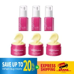DHL EXPRESS 3 SET Glad2Glow Peach Retinol Moisturizer Cream + Peach Retinol Serum