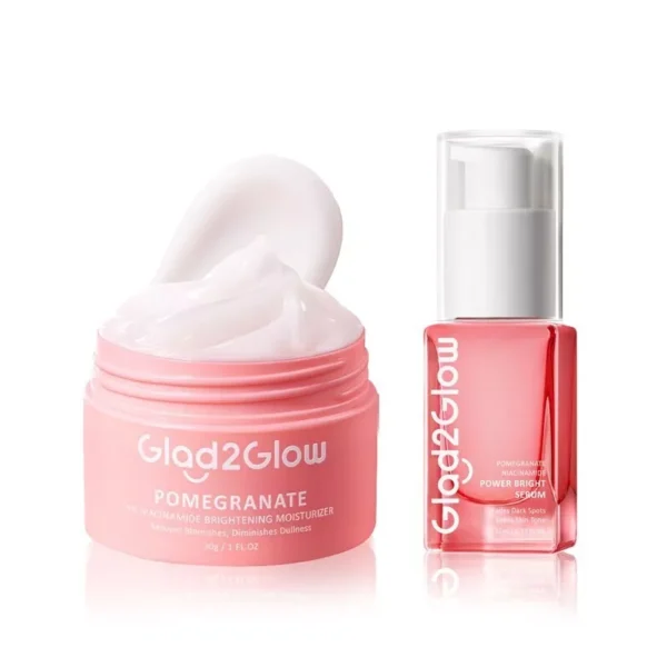 2X Glad2Glow Pomegranate Niacinamide Moisturizer+ Pomegranate Power Bright Serum