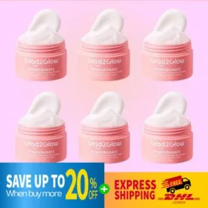DHL EXPRESS 6X Glad2Glow Pomegranate 5% Niacinamide Brightening Moisturizer 30 g.