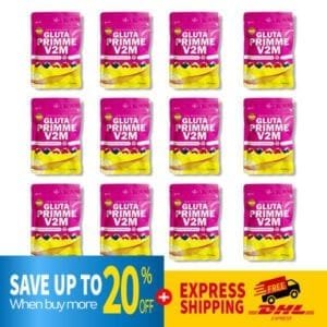 DHL EXPRESS 12X Gluta Primme V2M Glutathione Whitening Skin Radiant 30 Softgels