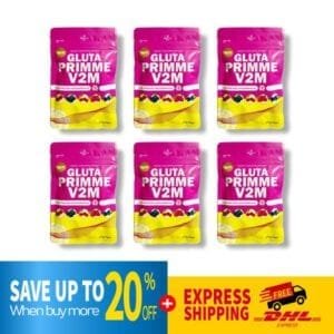DHL EXPRESS 6X Gluta Primme V2M Glutathione Whitening Skin Radiant 30 Softgels