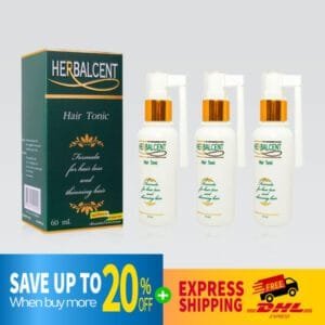 DHL EXPRESS 3X HERBALCENT HAIR TONIC REGROW GROWTH REDUCE HAIR LOSS 60 ML.