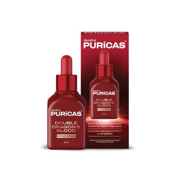 Puricas Double Dragon's Blood Repair Serum Redness Acne Scar Skin Repair 30 ml.