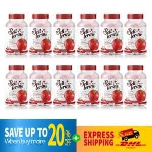 DHL EXPRESS 12X Bell Lerine Tomato Collagen DiPeptide L-Glutathione Radiant Skin 30 Capsules