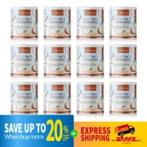 DHL EXPRESS 12X Charmar Coco Mct Oil Powder 100% Cold Pressed Coconut Oil 50 g.
