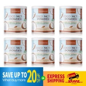 DHL EXPRESS 6X Charmar Coco Mct Oil Powder 100% Cold Pressed Coconut Oil 50 g.