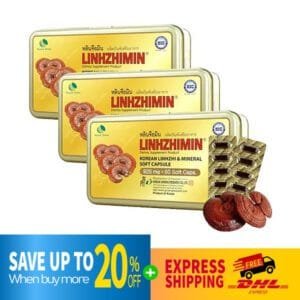 DHL EXPRESS 3X Linhzhimin Korean Reishi Lingzhi Mineral Antioxidant 60 Capsules